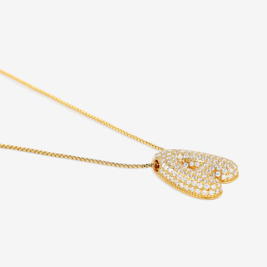 Bubble Diamond Initial Letter Necklace
