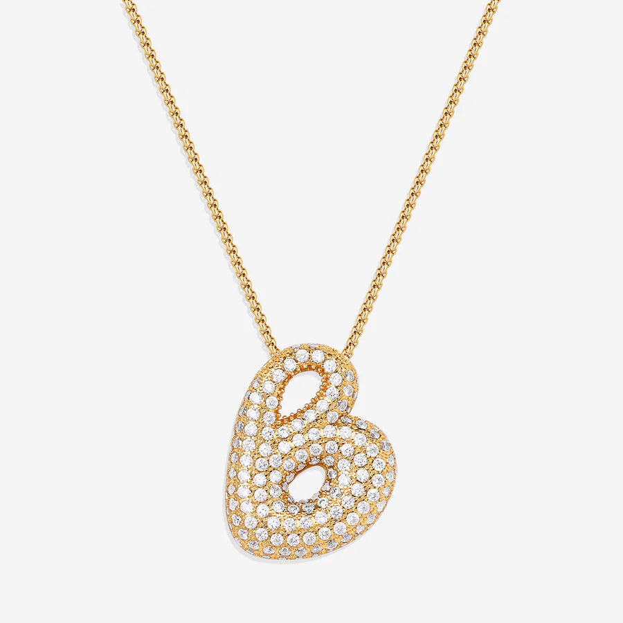 Bubble Diamond Initial Letter Necklace