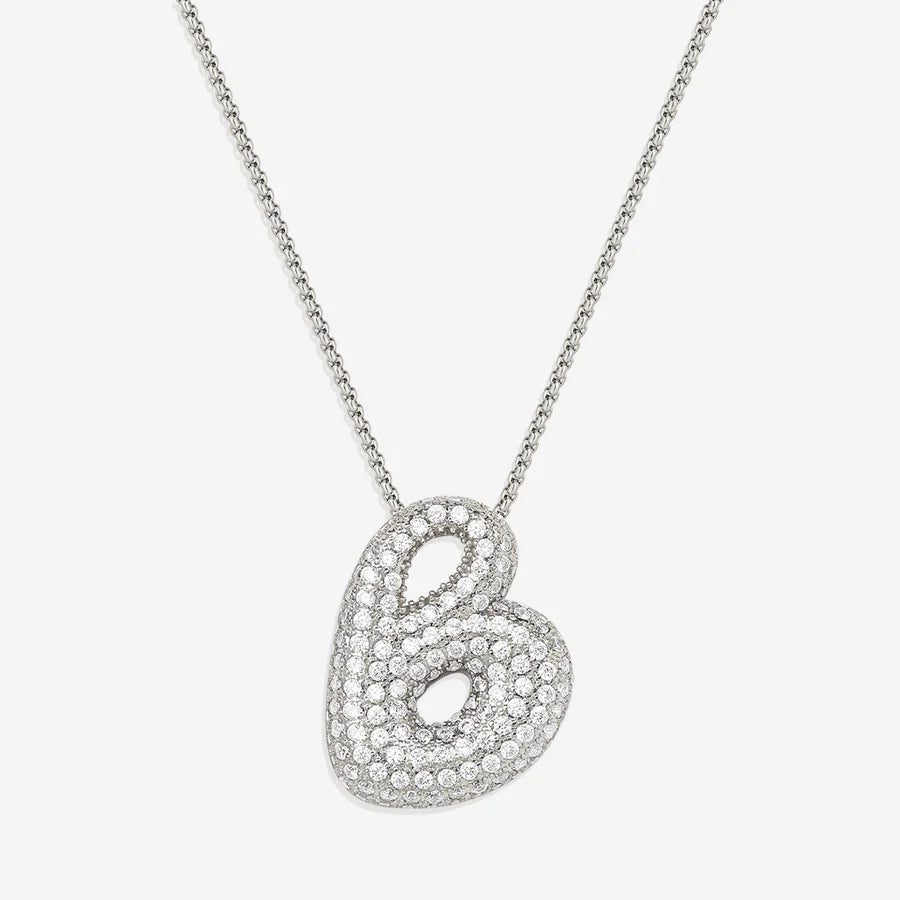 Bubble Diamond Initial Letter Necklace