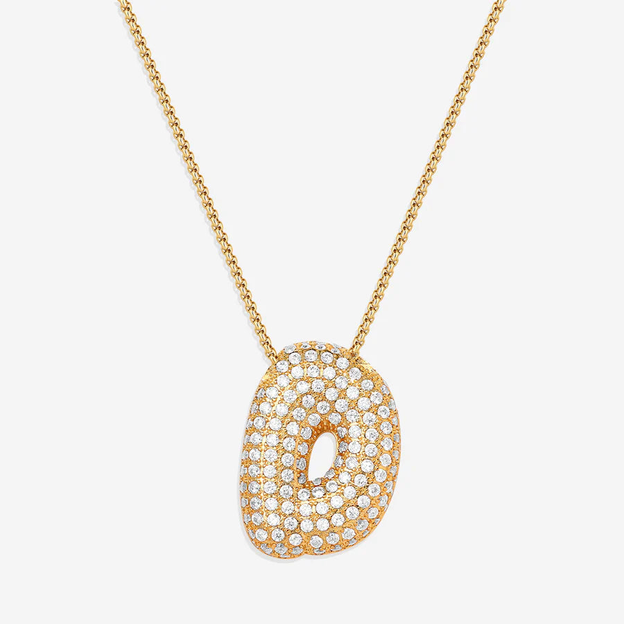 Bubble Diamond Initial Letter Necklace