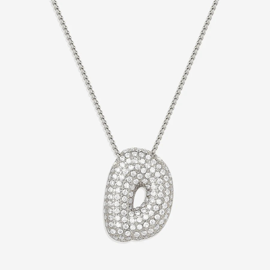 Bubble Diamond Initial Letter Necklace