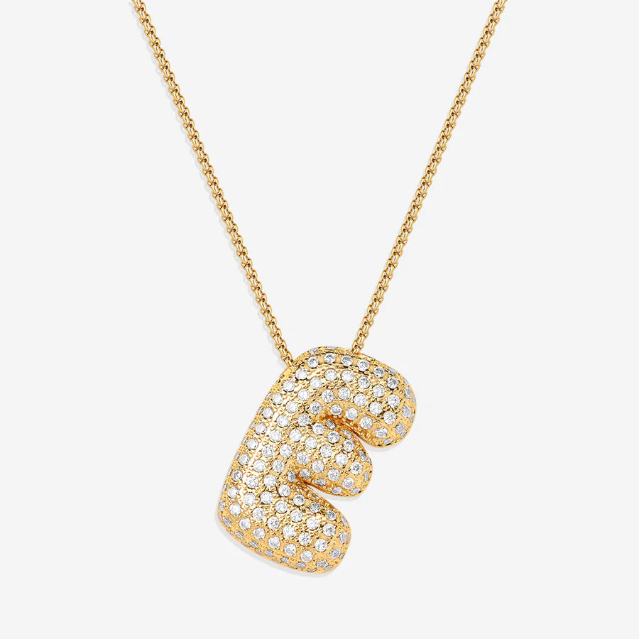 Bubble Diamond Initial Letter Necklace