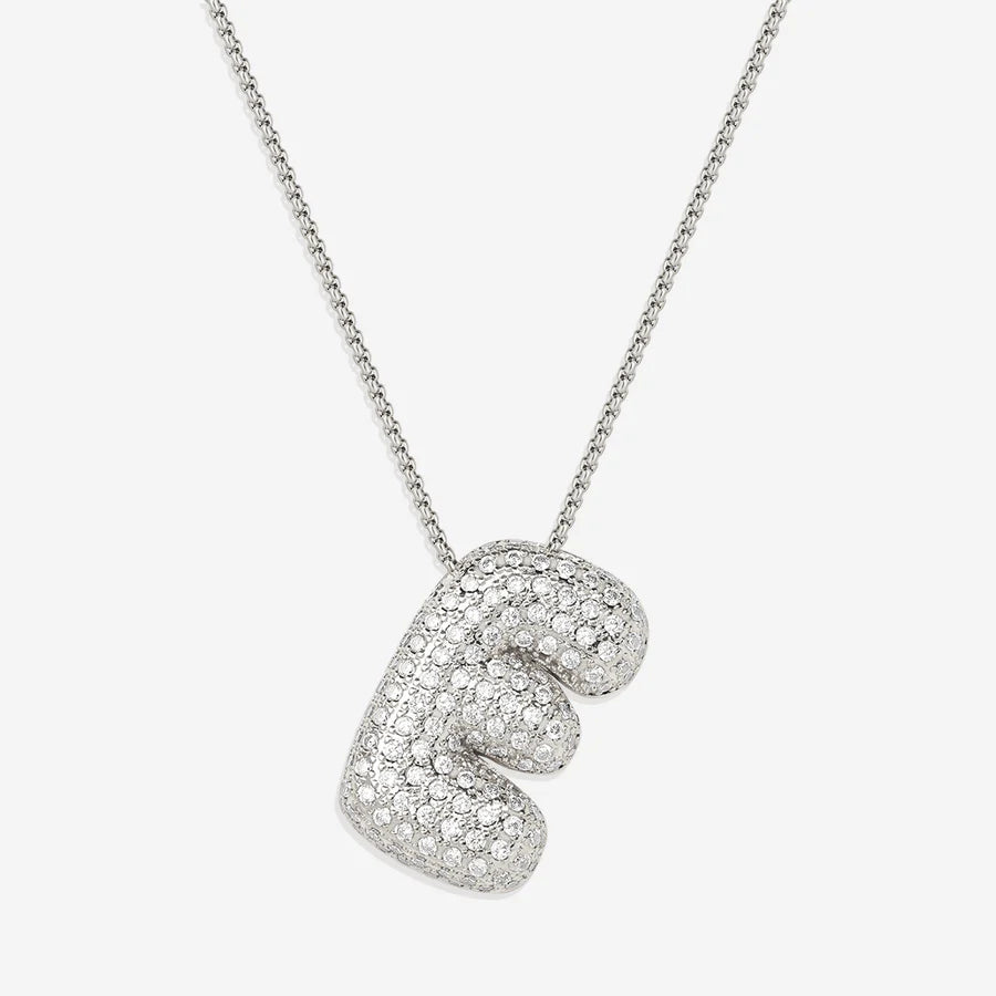 Bubble Diamond Initial Letter Necklace