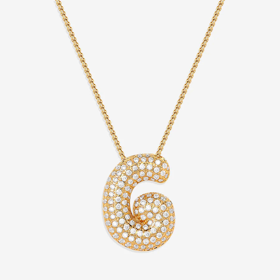 Bubble Diamond Initial Letter Necklace