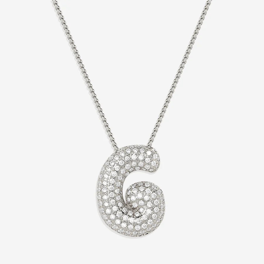 Bubble Diamond Initial Letter Necklace