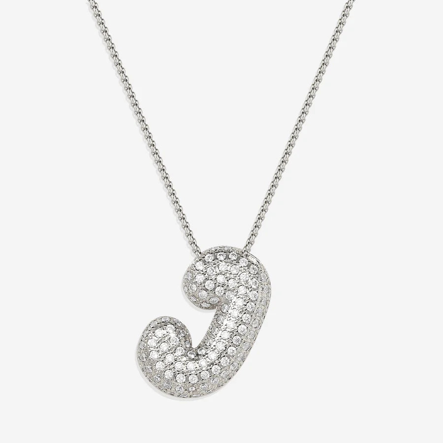 Bubble Diamond Initial Letter Necklace