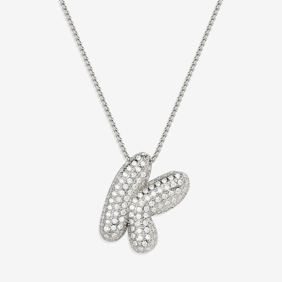 Bubble Diamond Initial Letter Necklace
