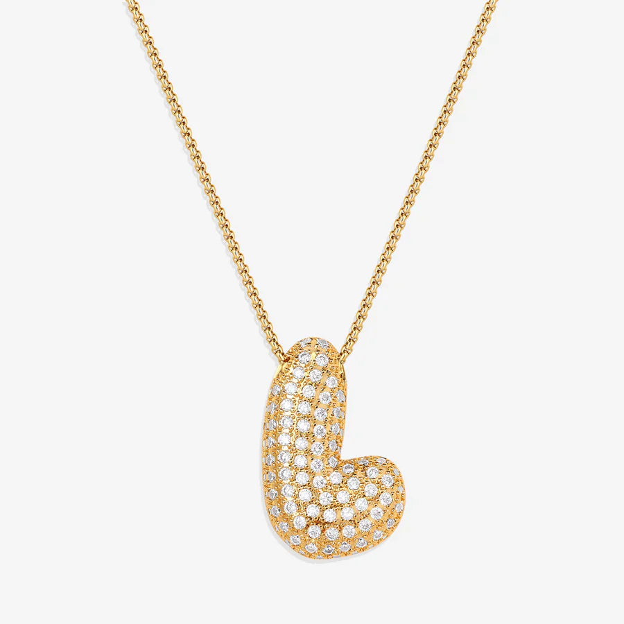 Bubble Diamond Initial Letter Necklace