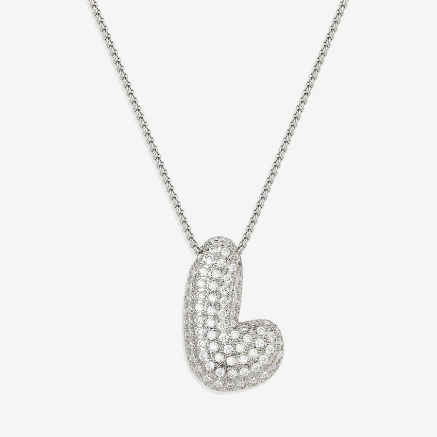 Bubble Diamond Initial Letter Necklace