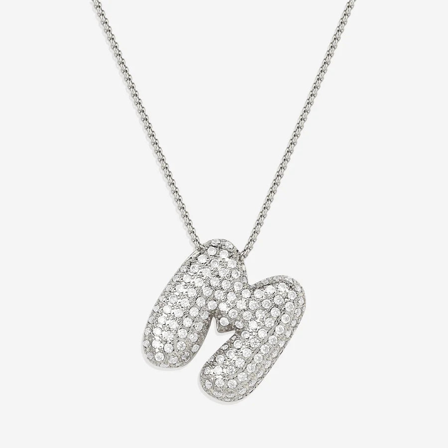 Bubble Diamond Initial Letter Necklace