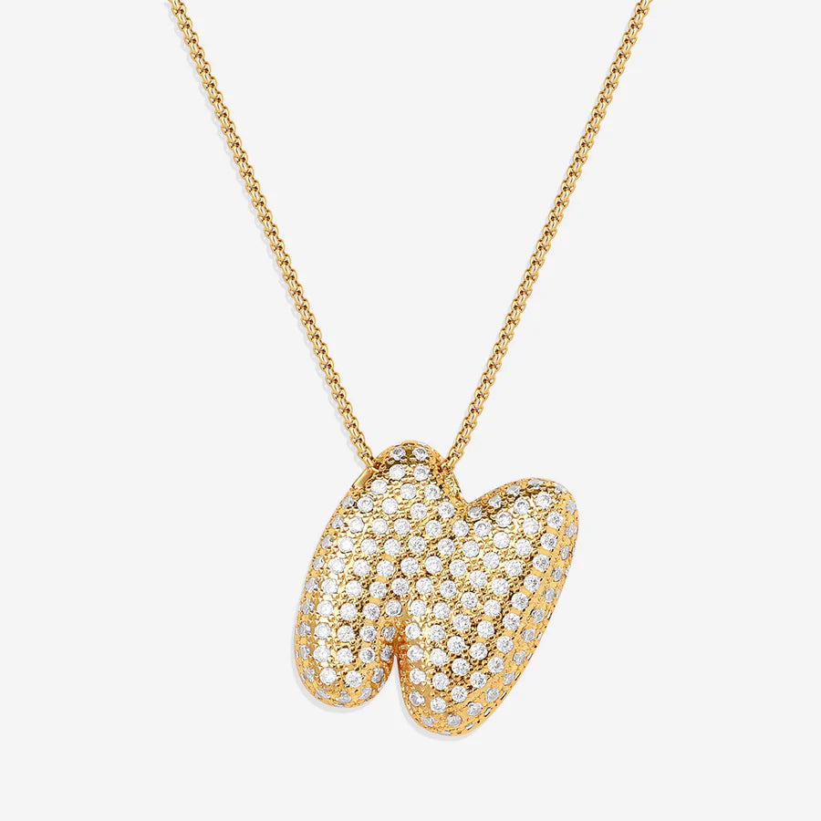 Bubble Diamond Initial Letter Necklace