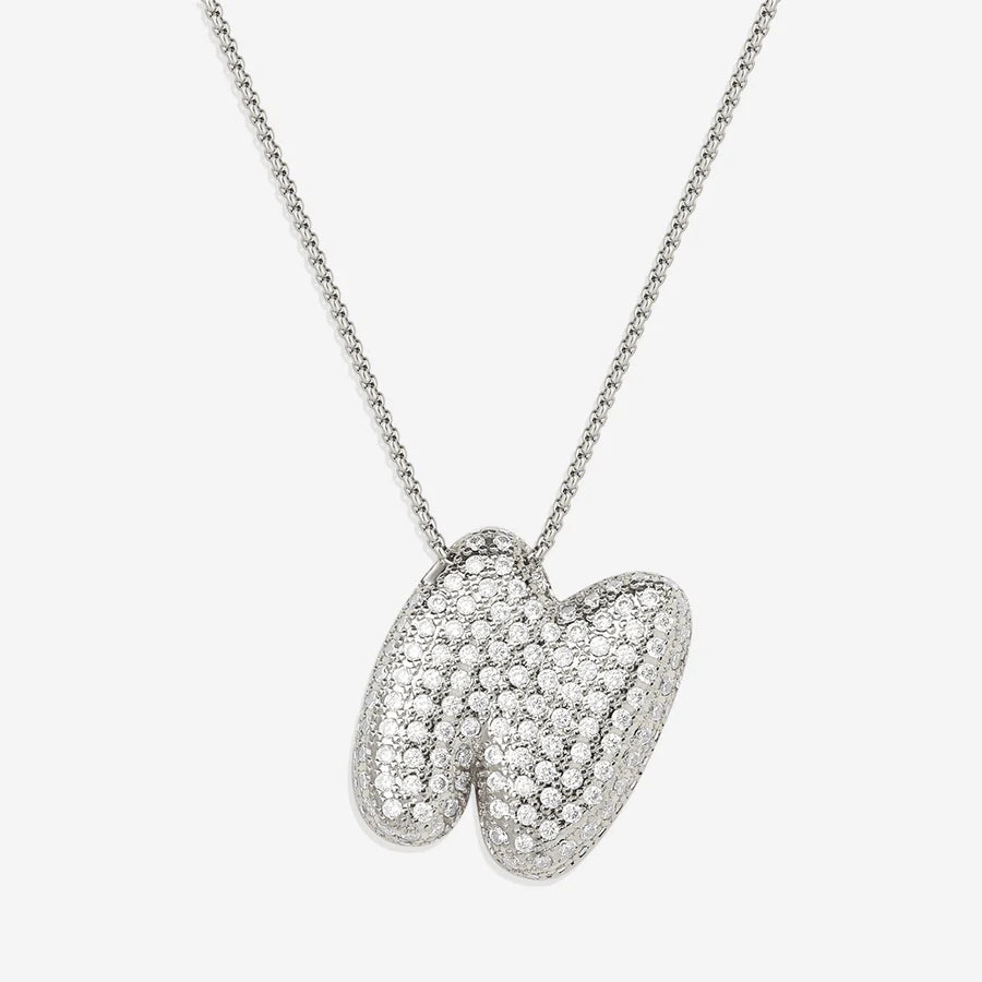 Bubble Diamond Initial Letter Necklace