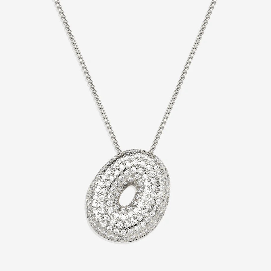 Bubble Diamond Initial Letter Necklace