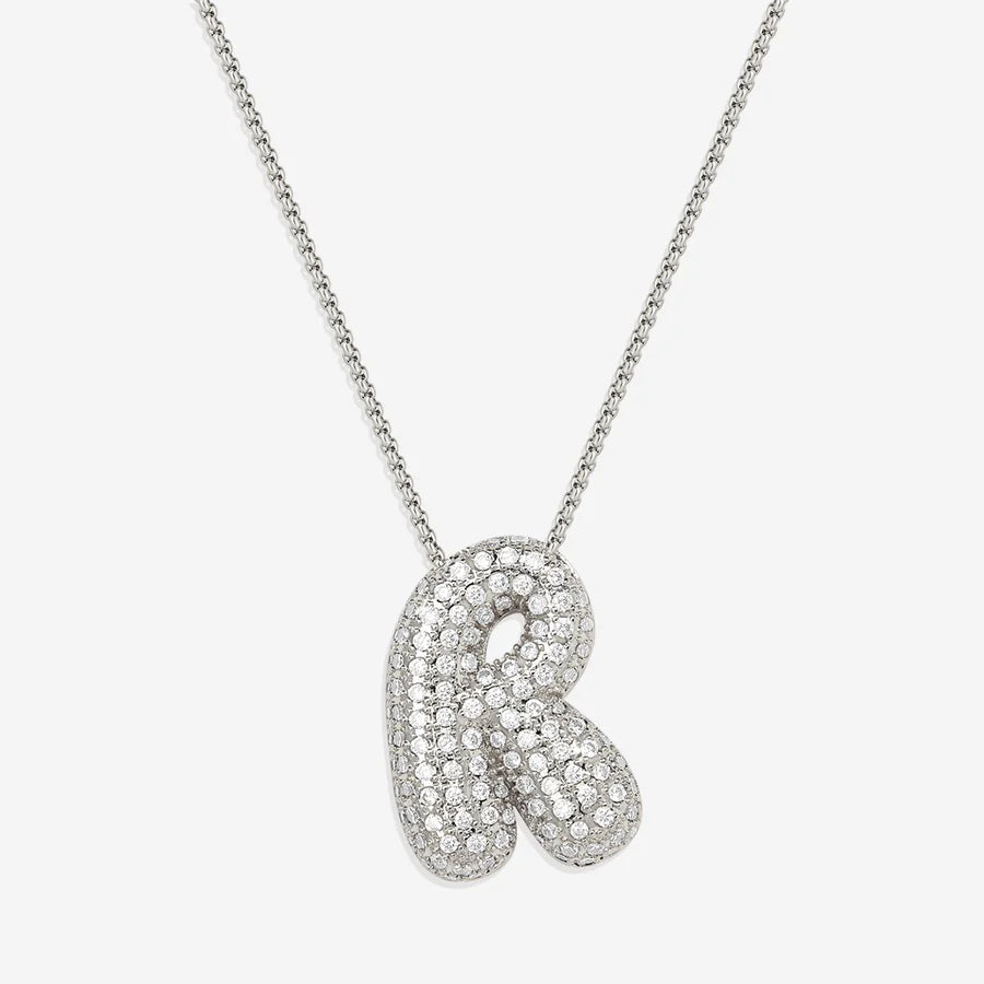 Bubble Diamond Initial Letter Necklace