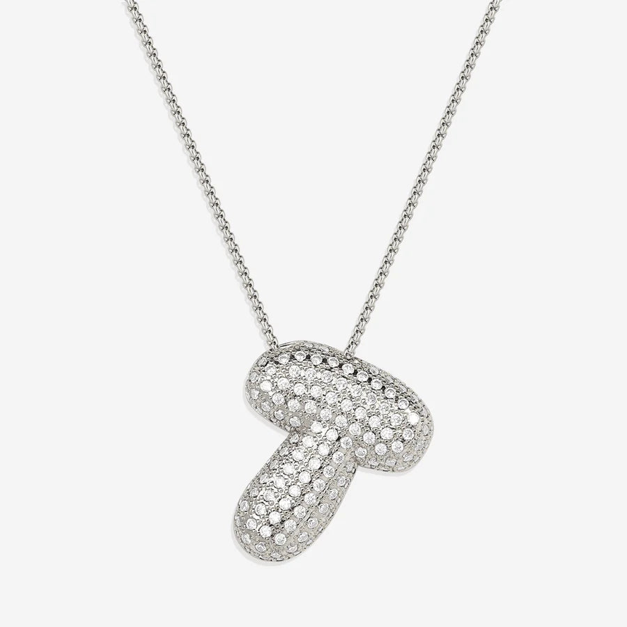 Bubble Diamond Initial Letter Necklace