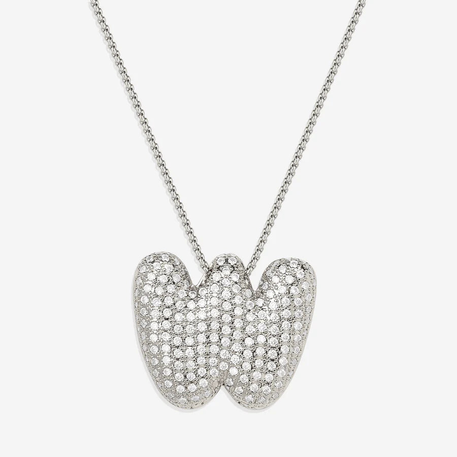 Bubble Diamond Initial Letter Necklace