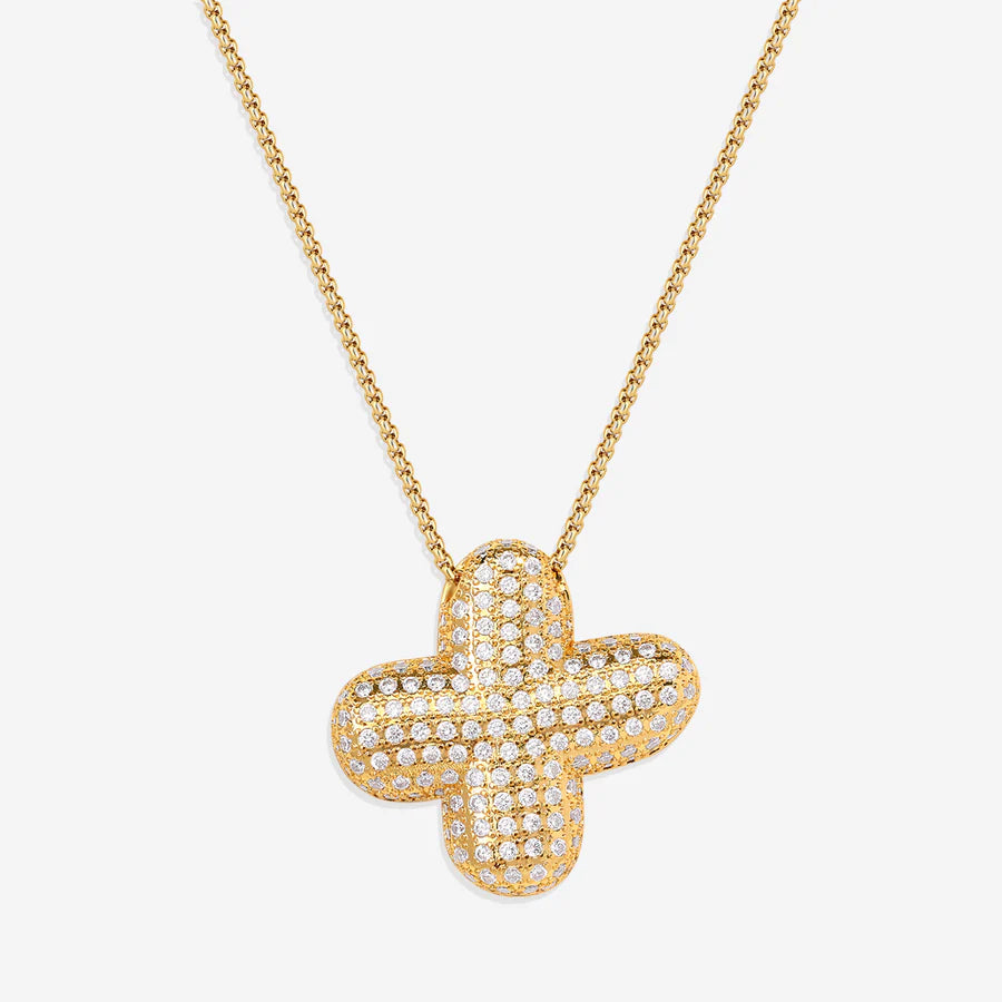 Bubble Diamond Initial Letter Necklace