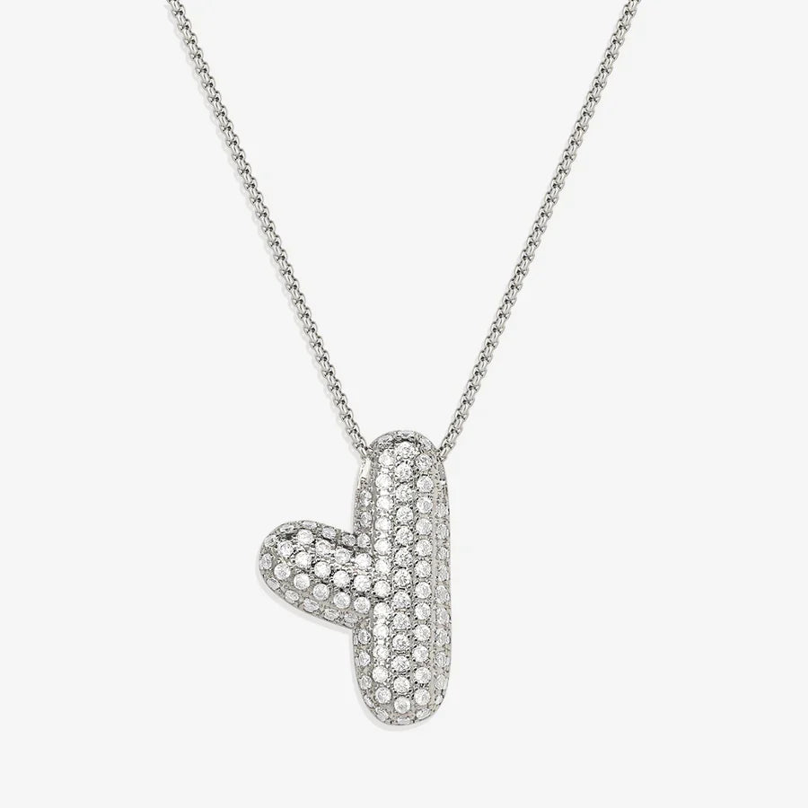 Bubble Diamond Initial Letter Necklace