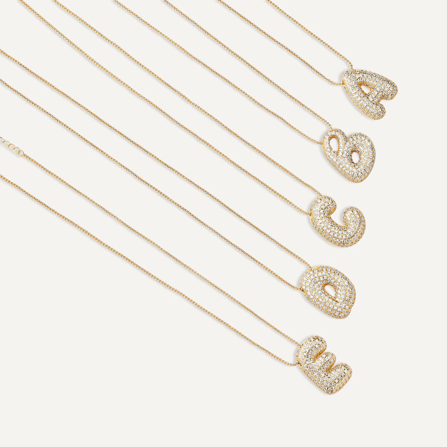 Bubble Diamond Initial Necklace