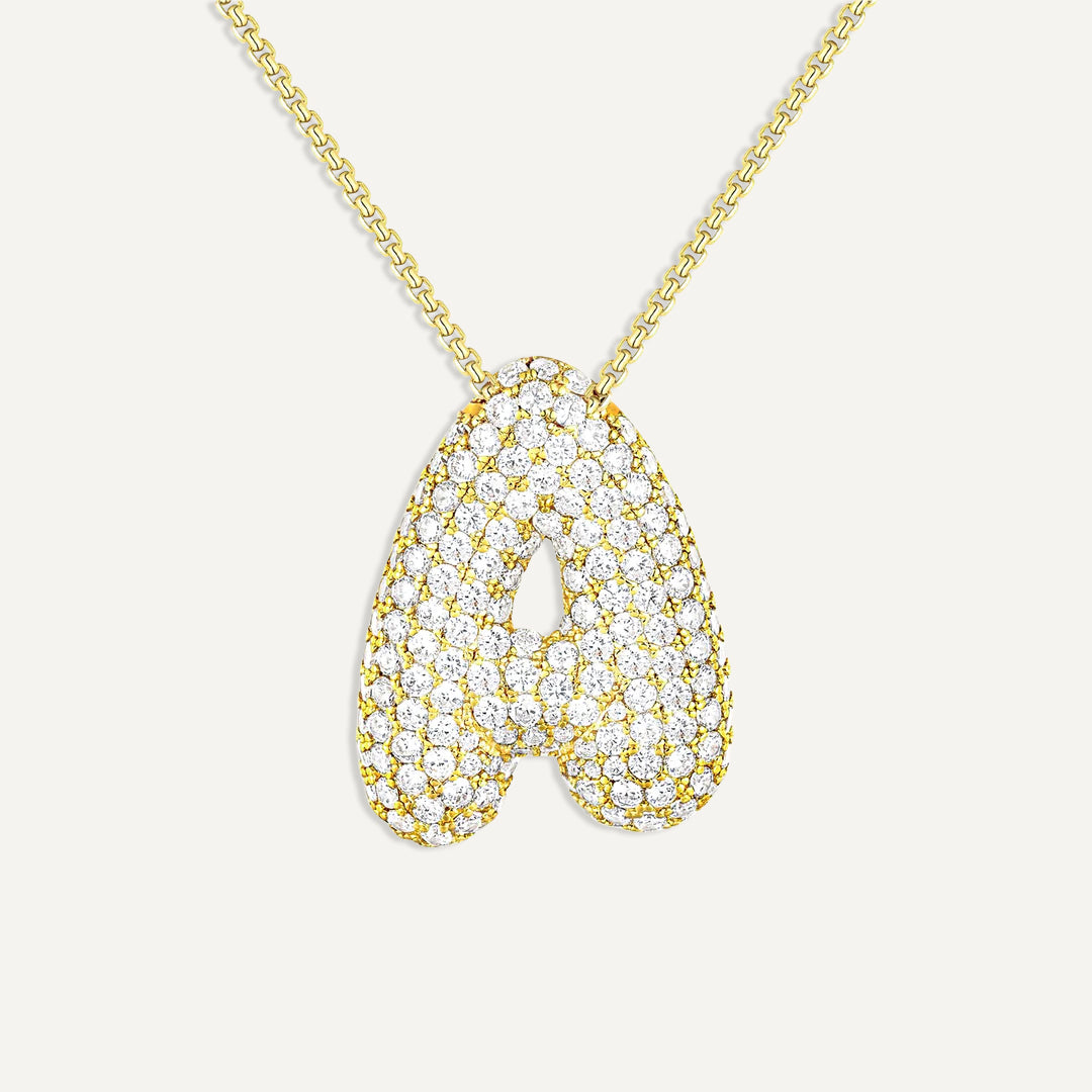 Bubble Diamond Initial Necklace