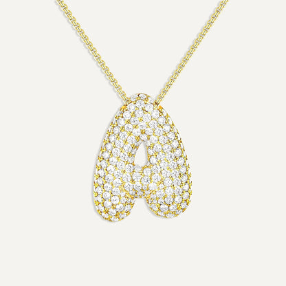 Bubble Diamond Initial Necklace