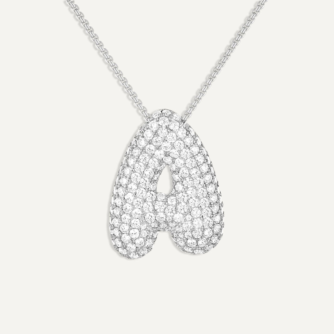 Bubble Diamond Initial Necklace