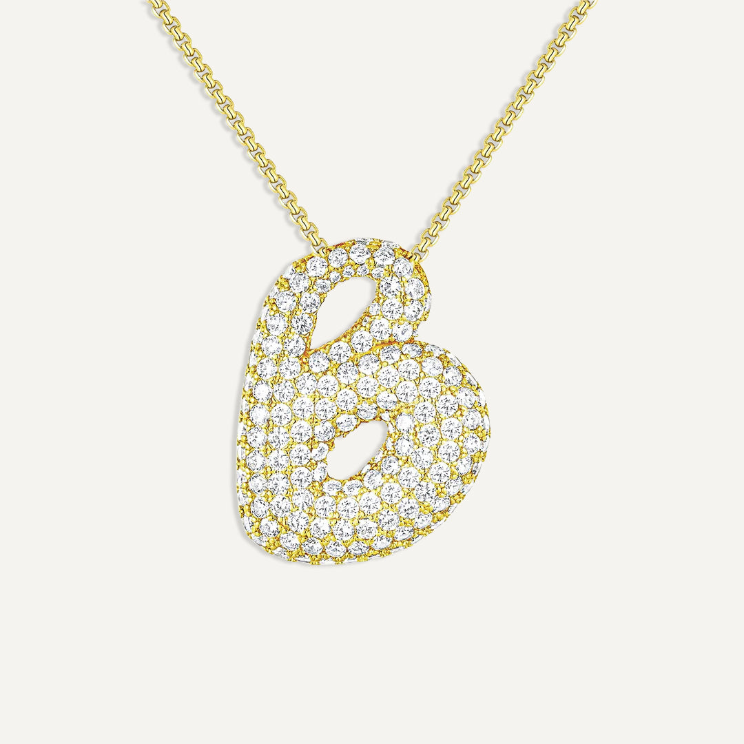 Bubble Diamond Initial Necklace