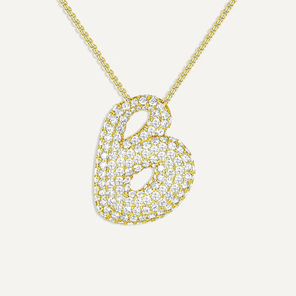 Bubble Diamond Initial Necklace
