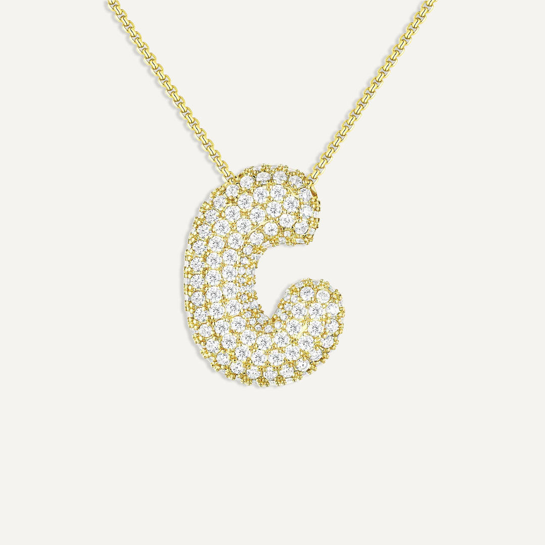 Bubble Diamond Initial Necklace