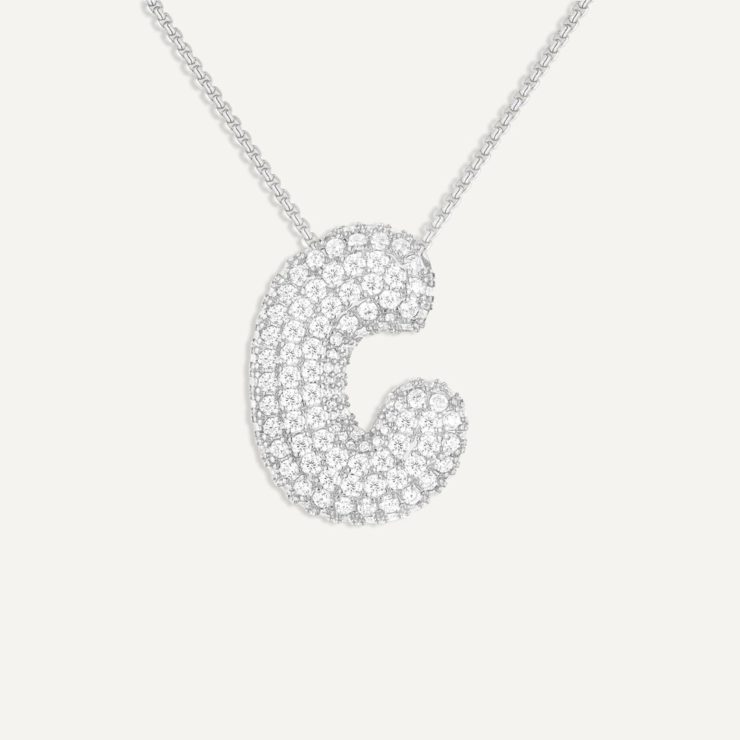 Bubble Diamond Initial Necklace