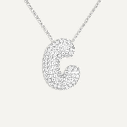 Bubble Diamond Initial Necklace