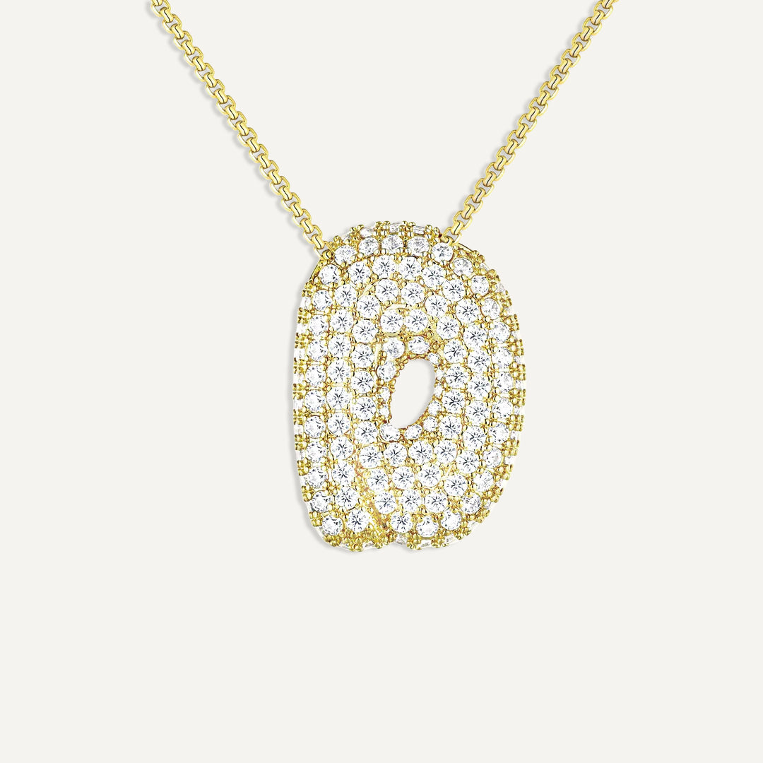 Bubble Diamond Initial Necklace