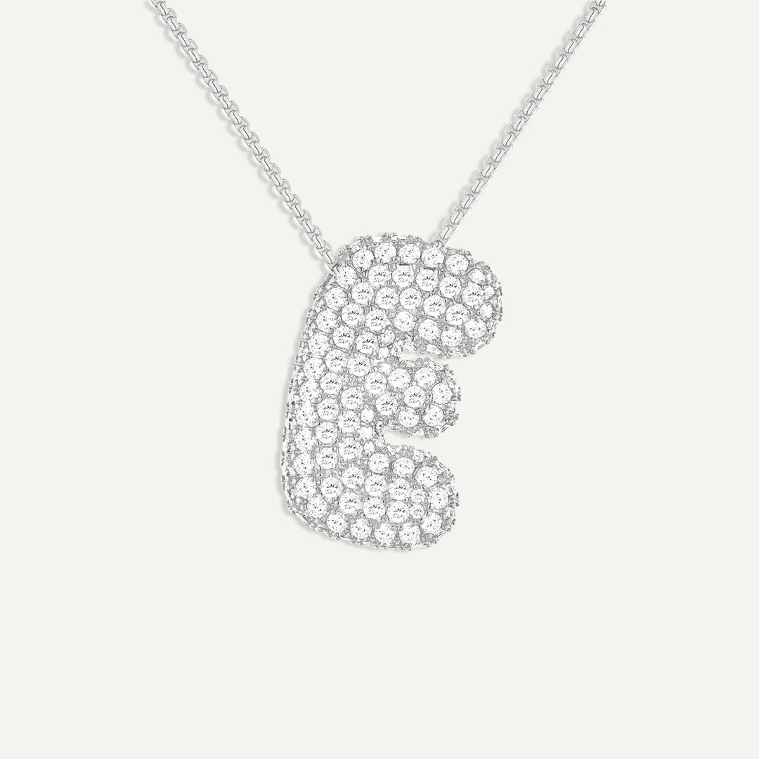 Bubble Diamond Initial Necklace