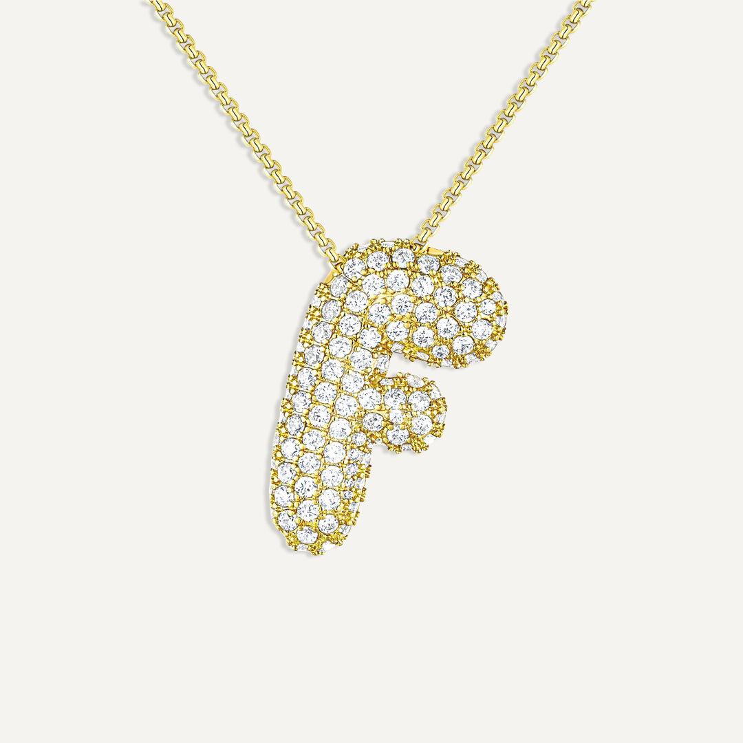 Bubble Diamond Initial Necklace