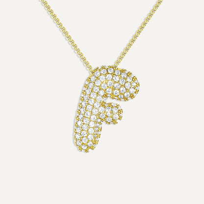 Bubble Diamond Initial Necklace