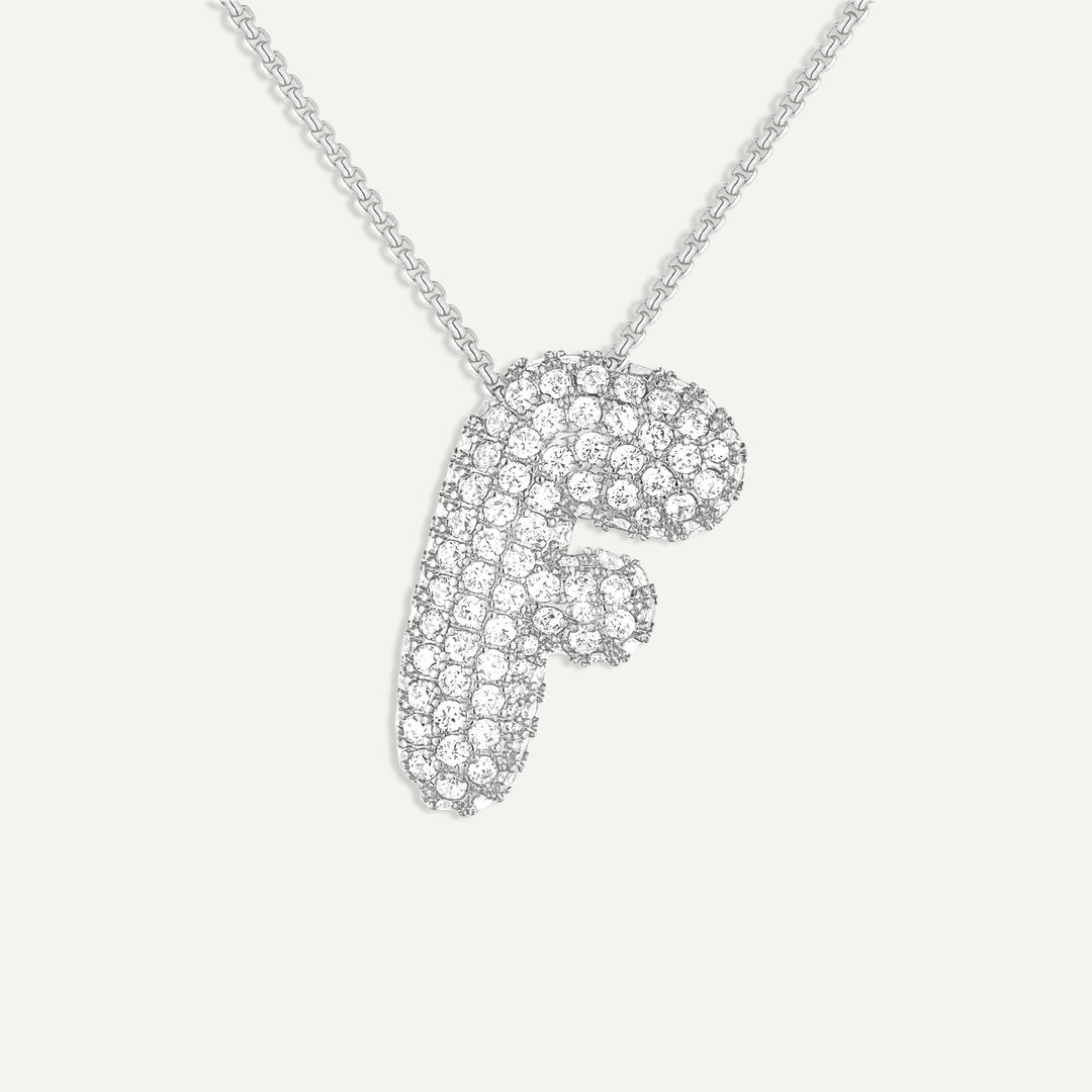 Bubble Diamond Initial Necklace
