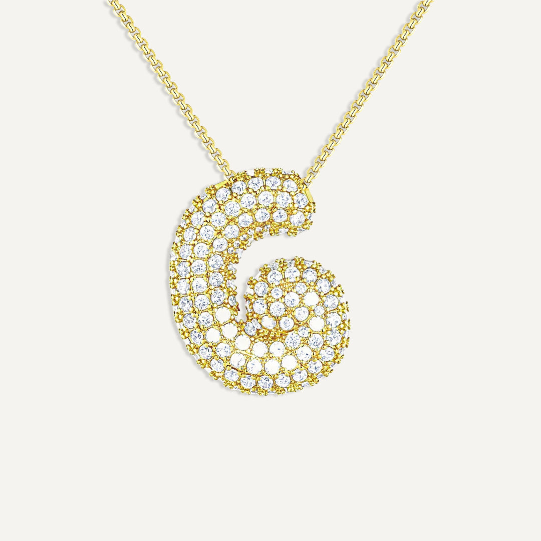 Bubble Diamond Initial Necklace