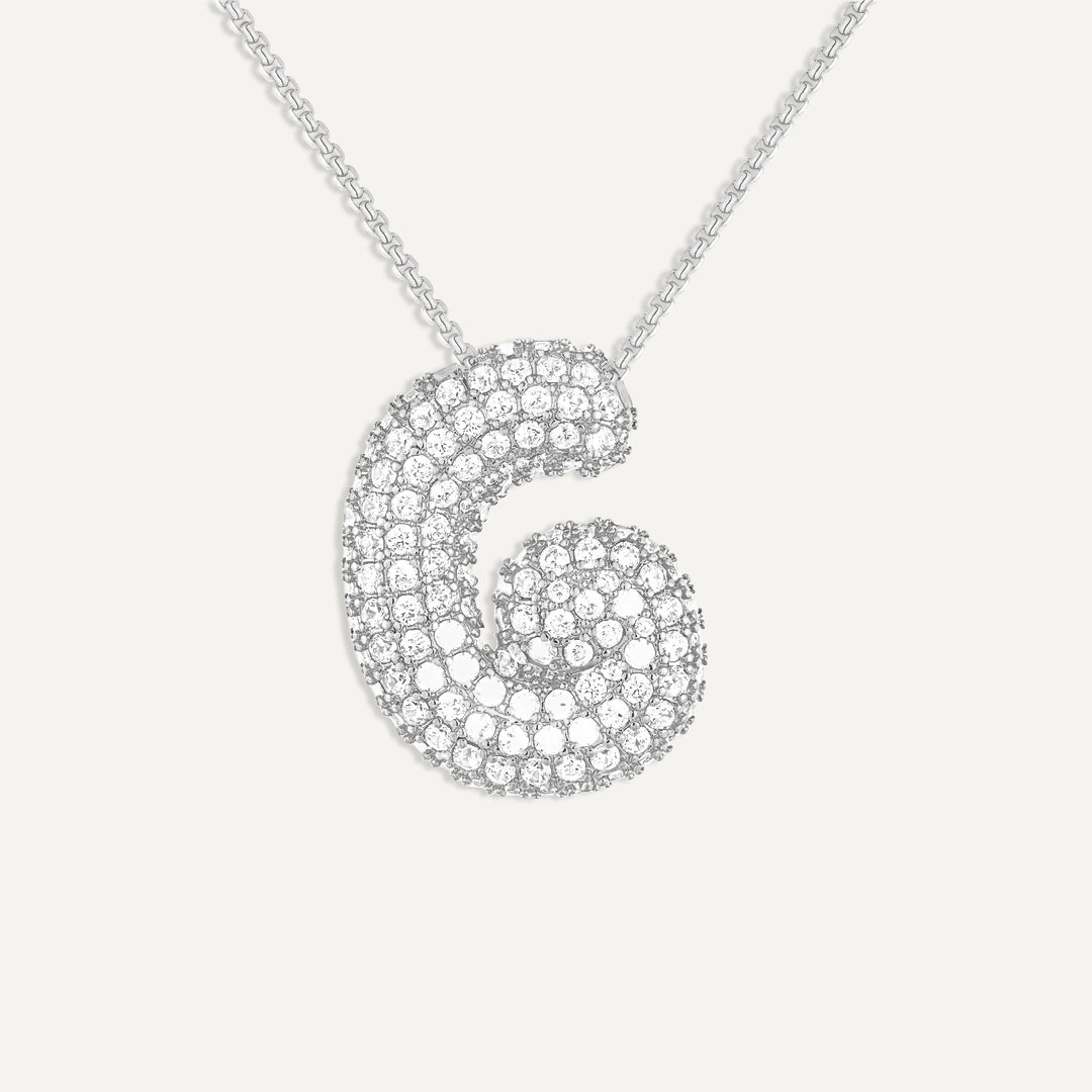 Bubble Diamond Initial Necklace