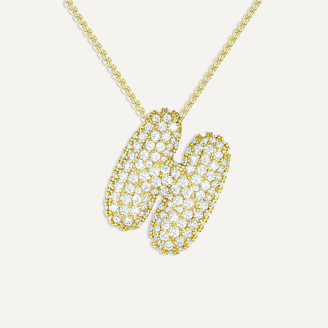 Bubble Diamond Initial Necklace
