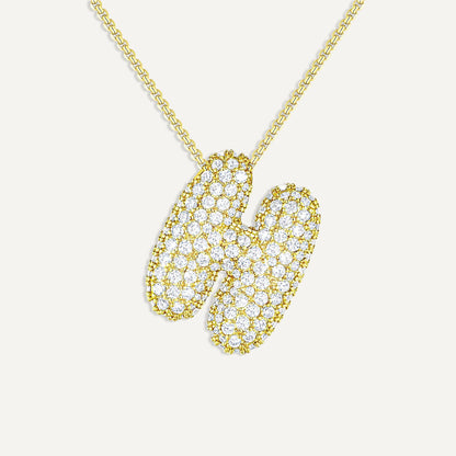 Bubble Diamond Initial Necklace