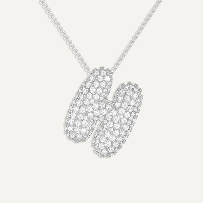 Bubble Diamond Initial Necklace