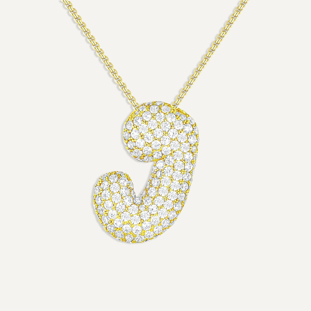 Bubble Diamond Initial Necklace