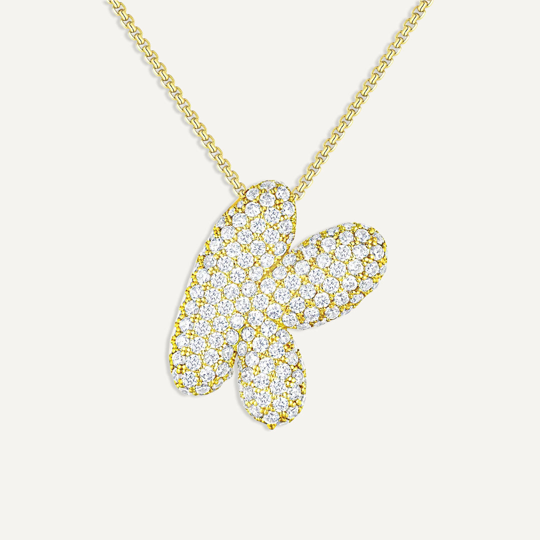 Bubble Diamond Initial Necklace