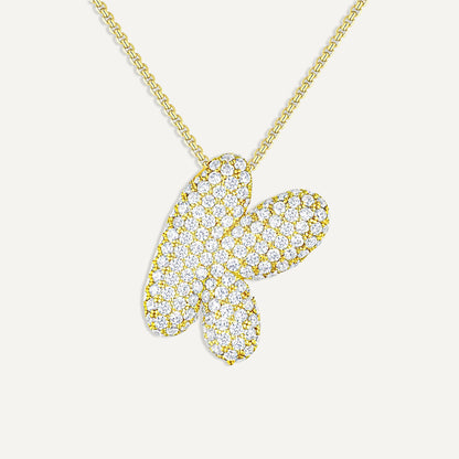 Bubble Diamond Initial Necklace
