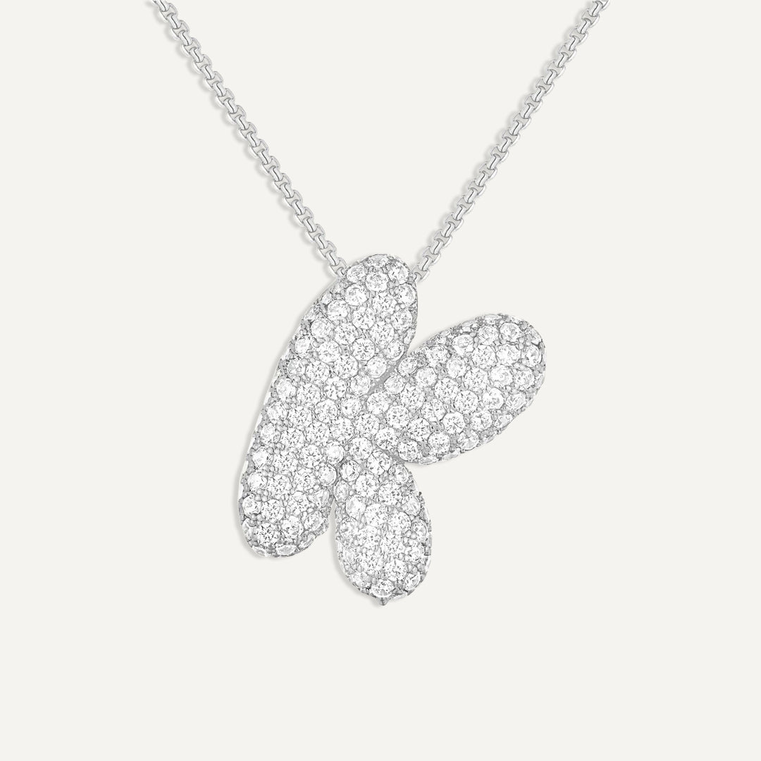 Bubble Diamond Initial Necklace
