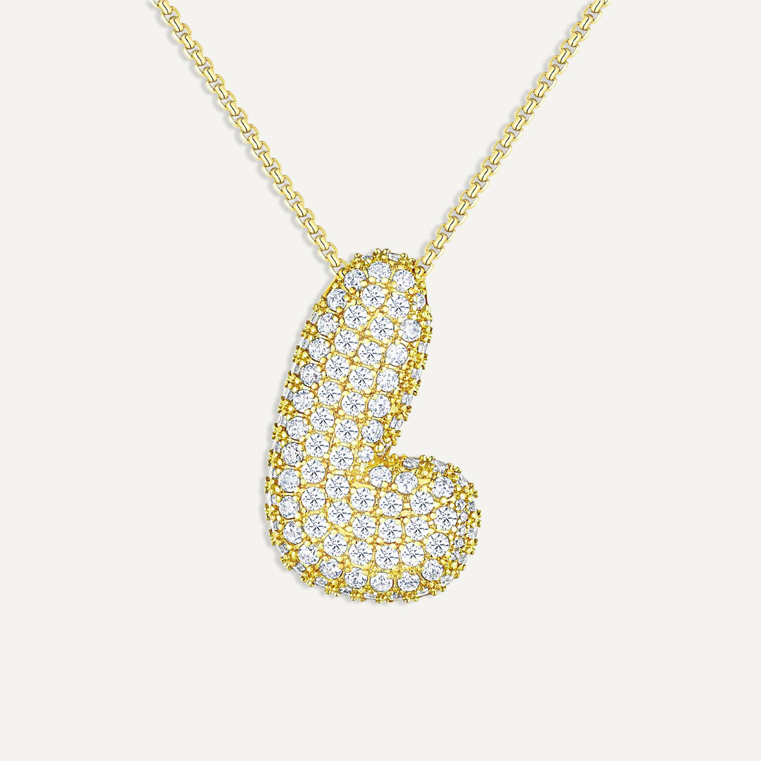 Bubble Diamond Initial Necklace