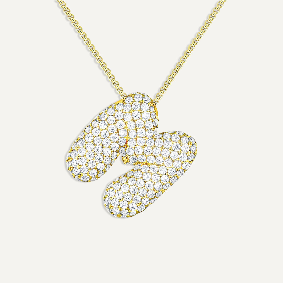 Bubble Diamond Initial Necklace