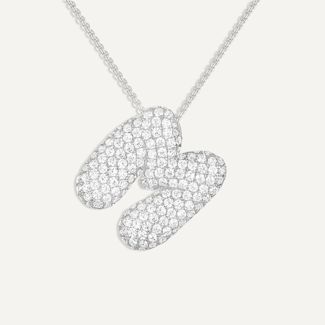 Bubble Diamond Initial Necklace