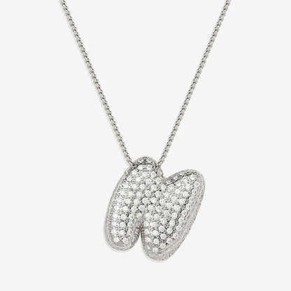 Bubble Diamond Initial Letter Necklace