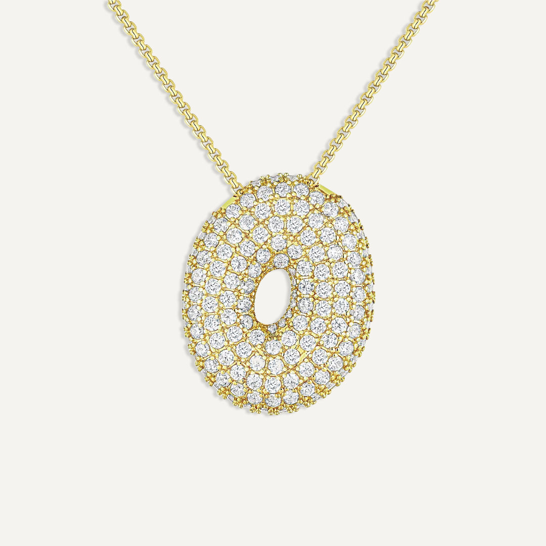Bubble Diamond Initial Necklace